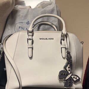 Michael Kors Cream Satchel with Butterfly Charm